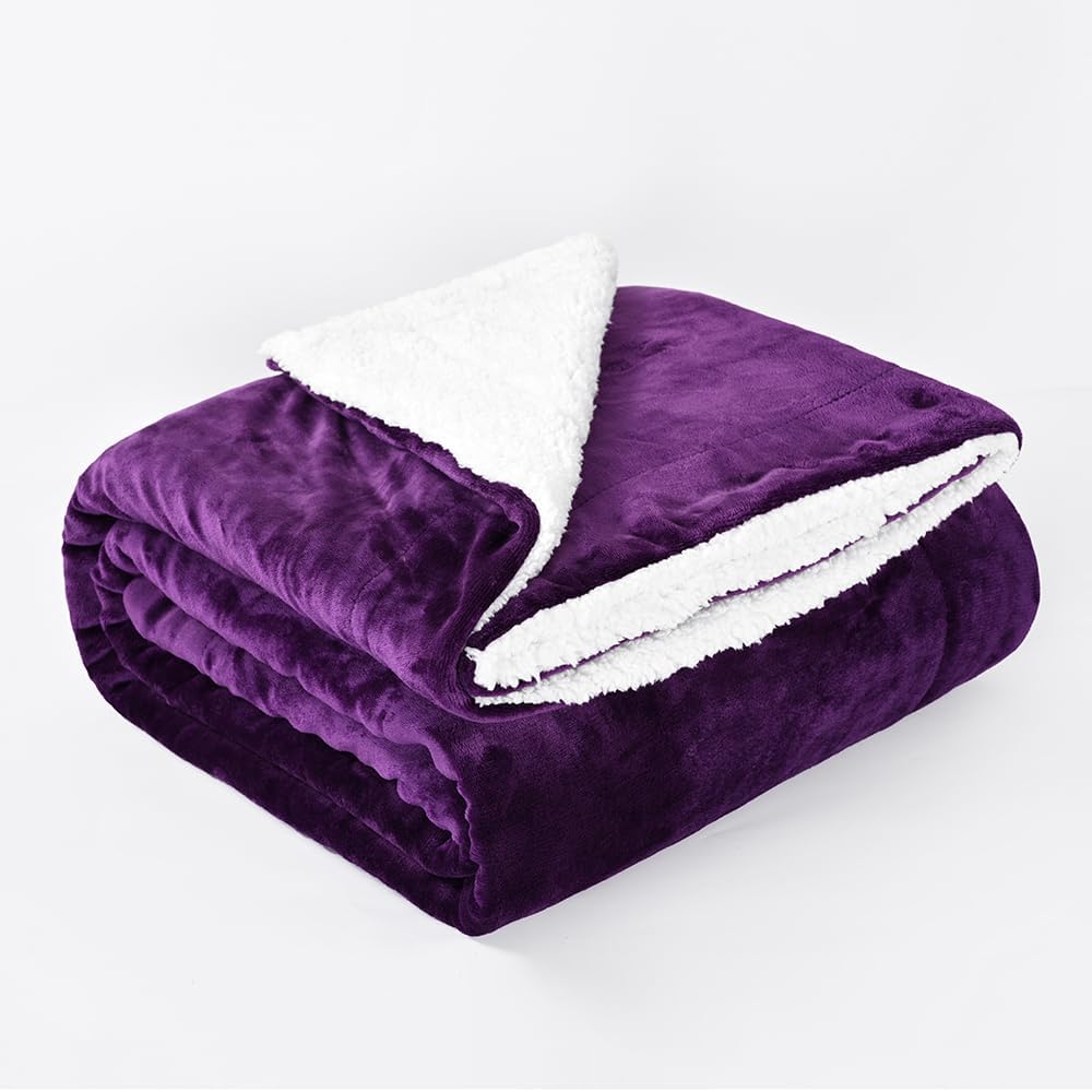 GonZalo GraCia. Purple Sherpa Fleece Blanket Bed Throws Blankets For Sofas Soft...