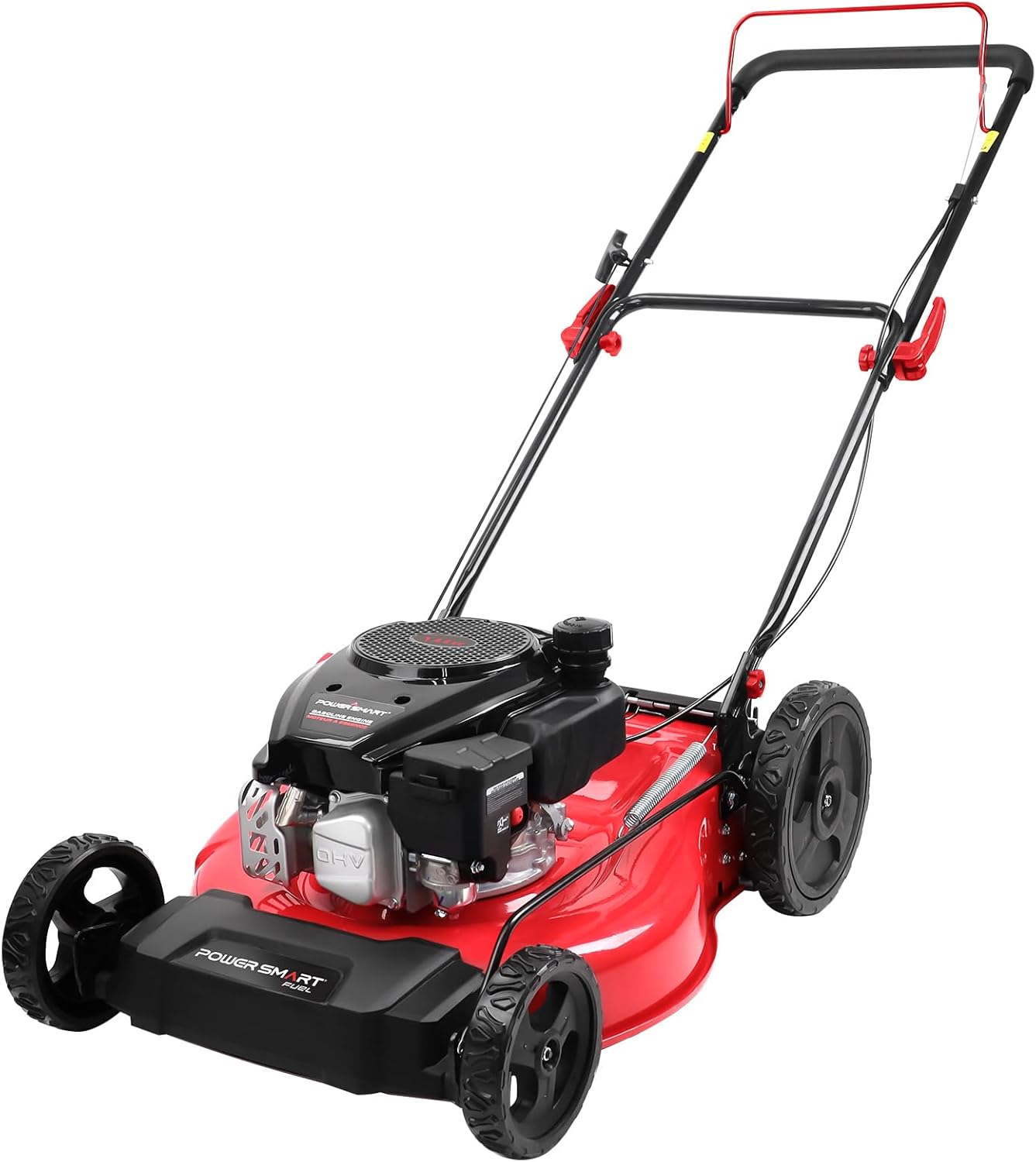 PowerSmart 21 in. Gas Lawn Mower, 144cc 2-in-1 Mulching Push Mower with 6-Positi...