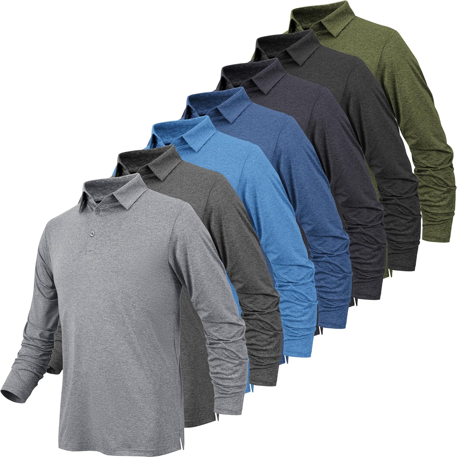 BALENNZ Long Sleeve Polo Shirts for Men Moisture Wicking Mens Long Sleeve Polo S...