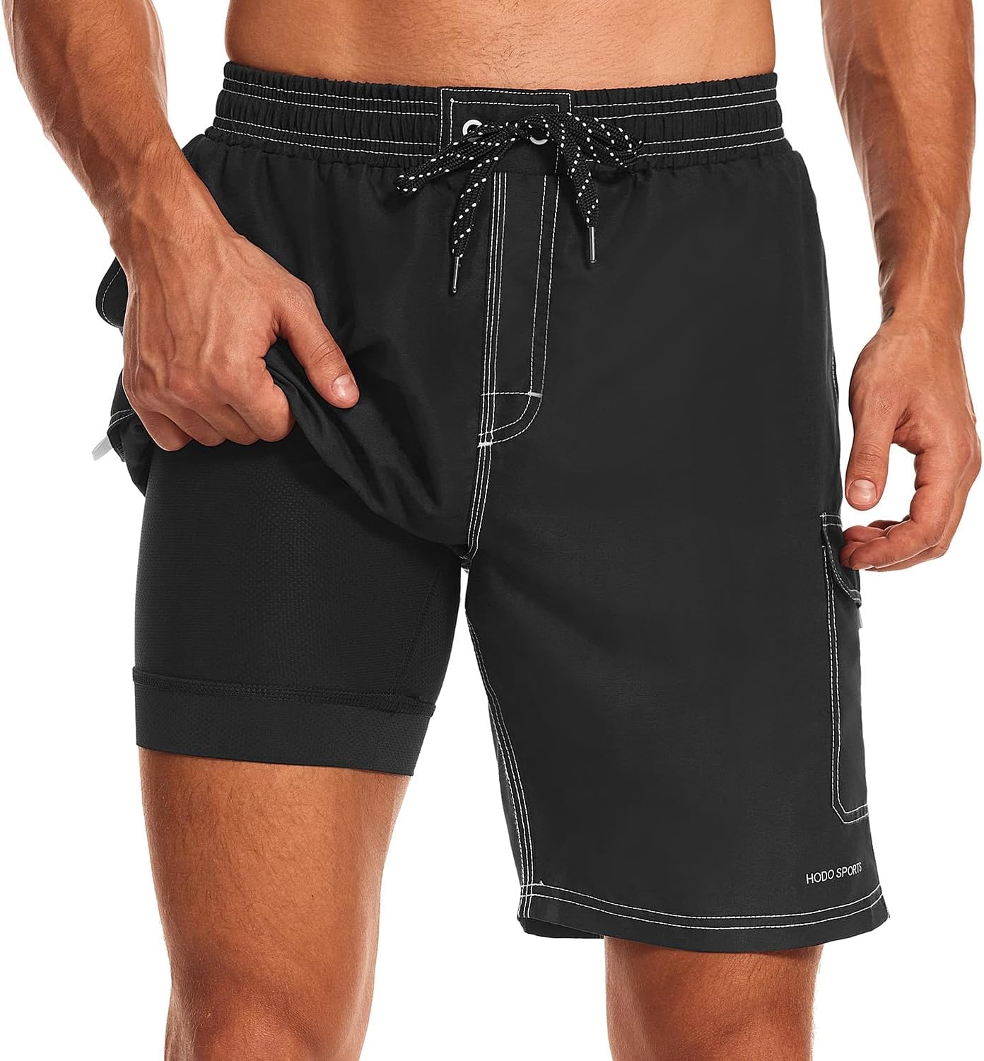 HODOSPORTS Mens Swim Trunks with Compression Liner 9 inch Quick-Dry Men’s Swim S...