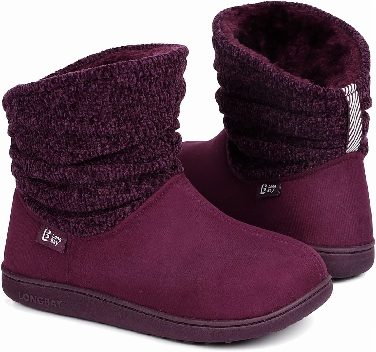 LongBay Women's Boots, Special Warm Chenille Knit Bootie Slippers with Memory Fo...