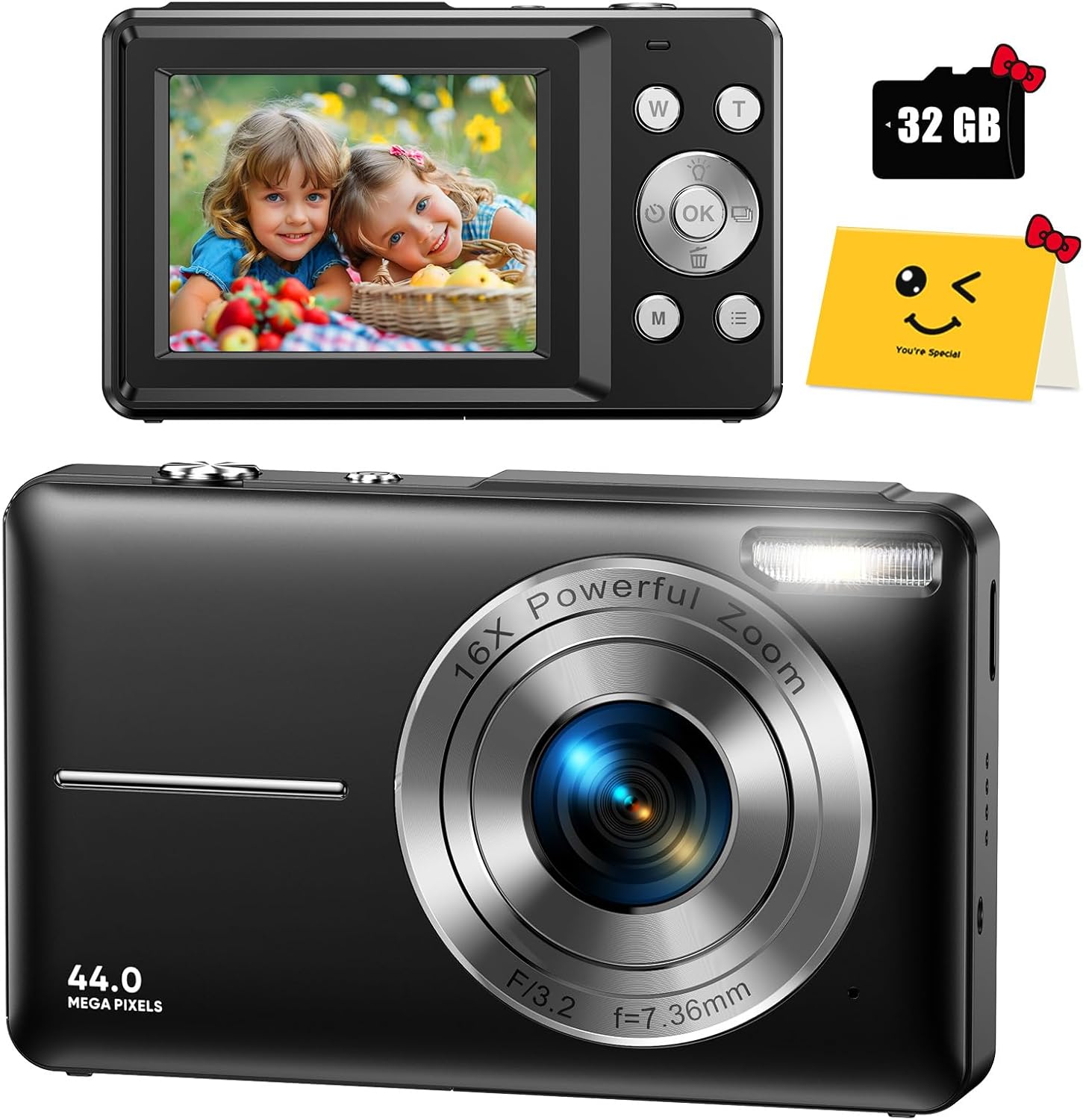 Digital Camera, FHD 1080P Digital Camera for Kids with 32GB SD Card Compact Poin...
