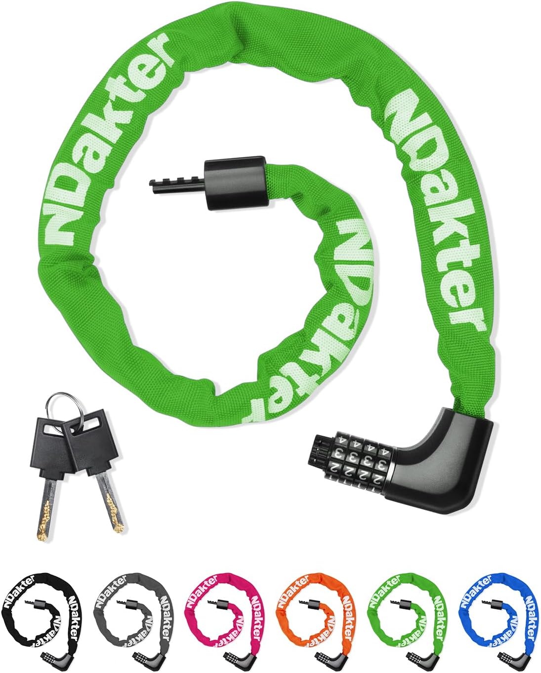 NDakter Bike Locks High Security with Two Ways to Unlock, 4-Digits Resettable Co...