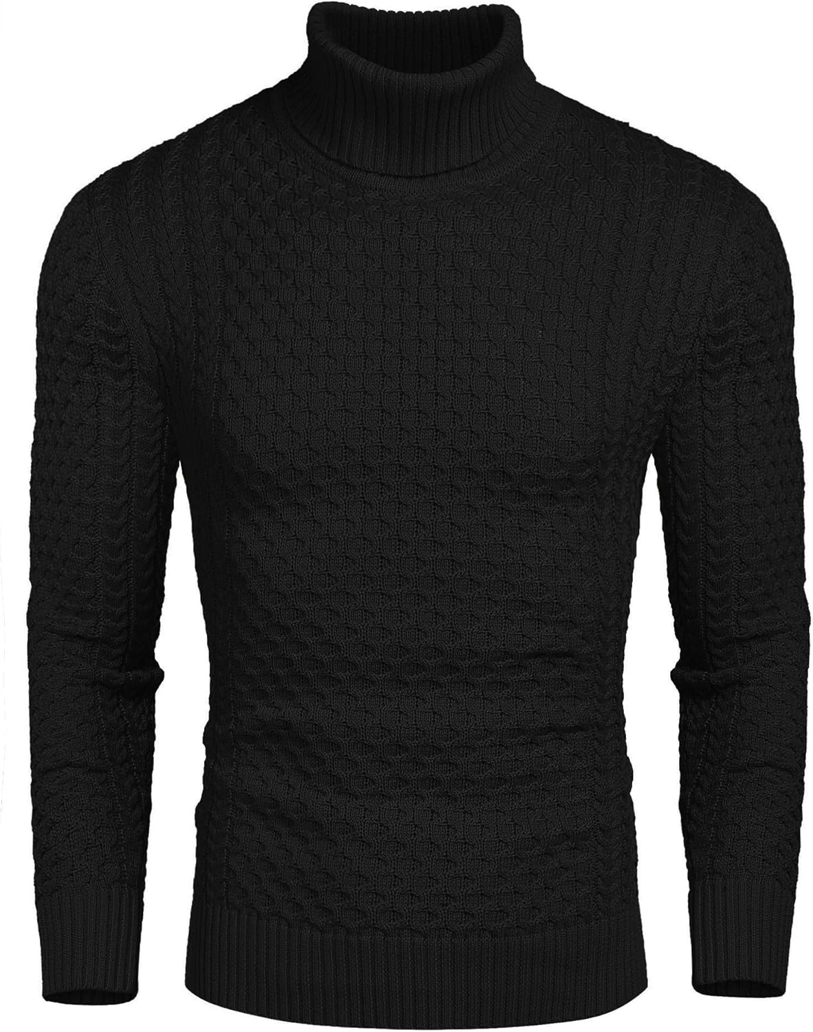 COOFANDY Men's Slim Fit Turtleneck Sweater, Special Casual Knitted Twisted Pullo...