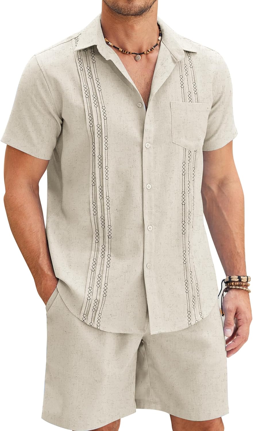 COOFANDY Mens Beach Outfits, Special Vacation 2 Piece Short Set, Innovative Guay...