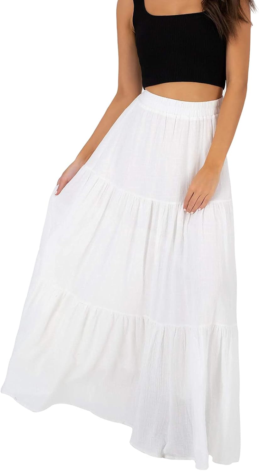 Annebouti Women's Skirt, Special Summer Fall Boho Elastic Long Skirts for High W...