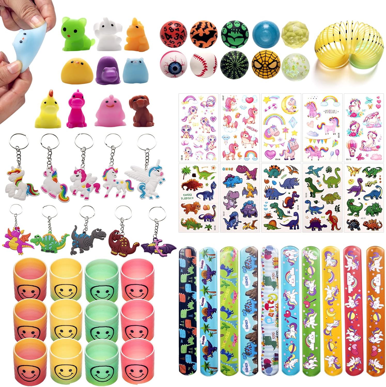 WAORZMK Kids Party Bag Fillers for Kids Unisex with Slinky, Slap Bands, Kids Tat...
