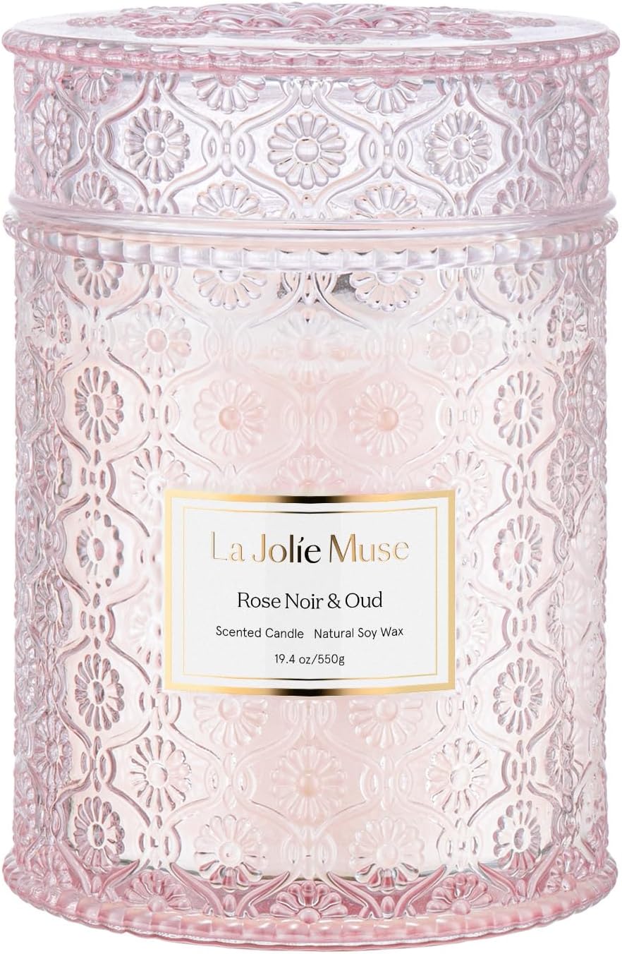 LA JOLIE MUSE Rose Noir & Oud Candle, Mother Day Candle Gift, Rose Scented Candl...