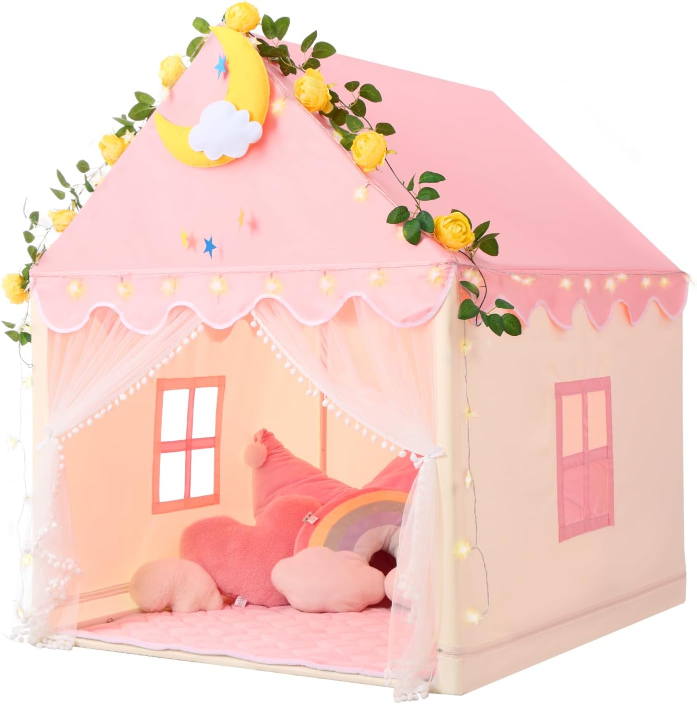 Wilwolfer Kid Tent with Mat, Star Lights - Kids Play Tents for Toddlers Kids Ten...