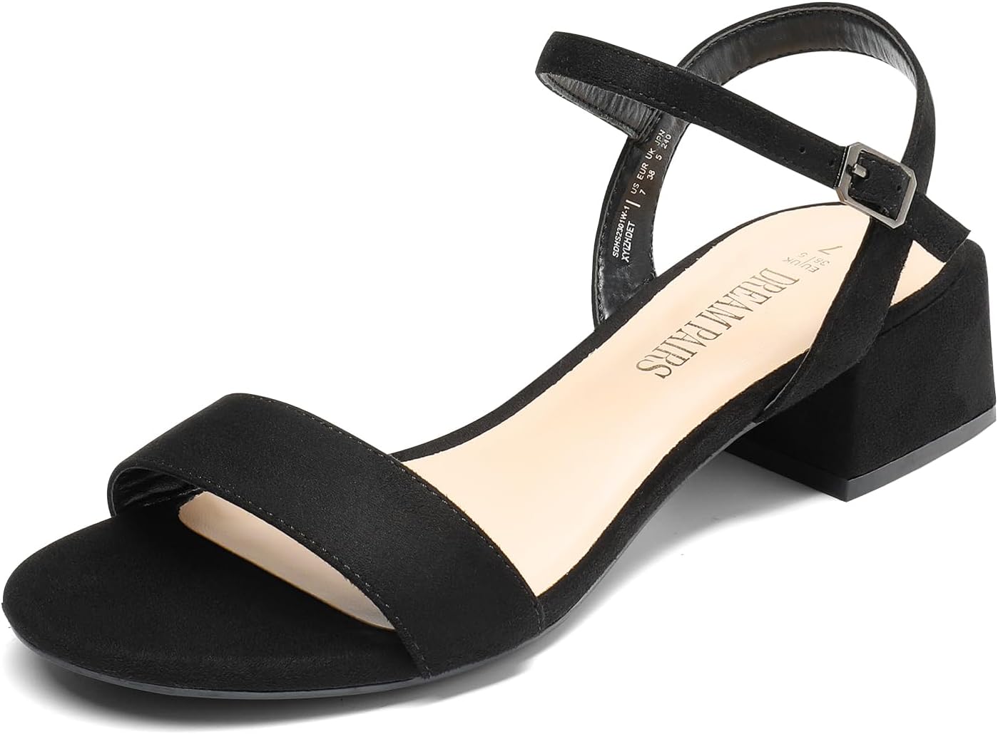 DREAM PAIRS Women's Low Heels, Special Open Toe Ankle Strap Block Chunky Heel Sa...