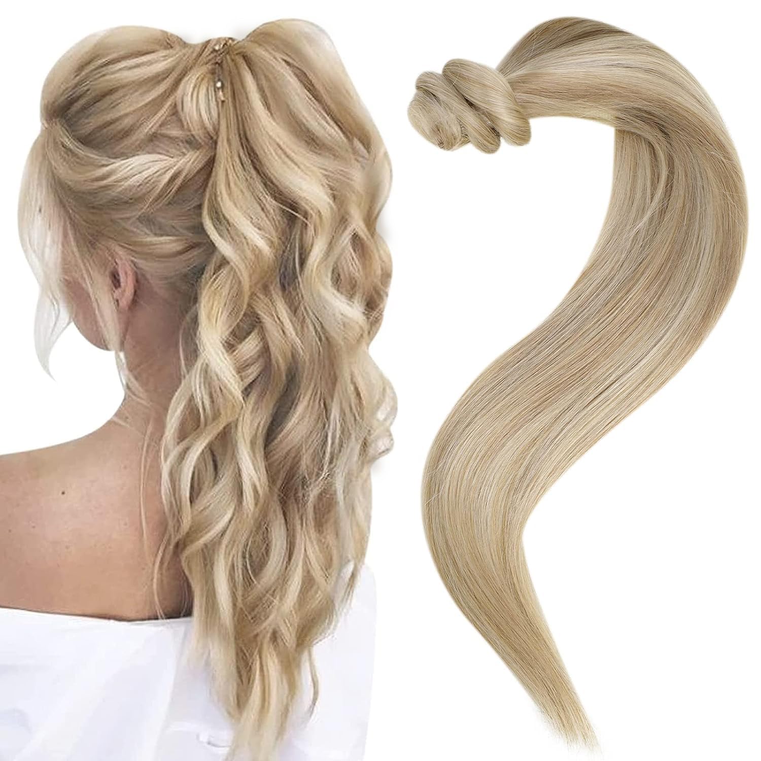 Easyouth Ponytail Extension Human Hair Blonde Pony Tails Hair Extensions Golden...