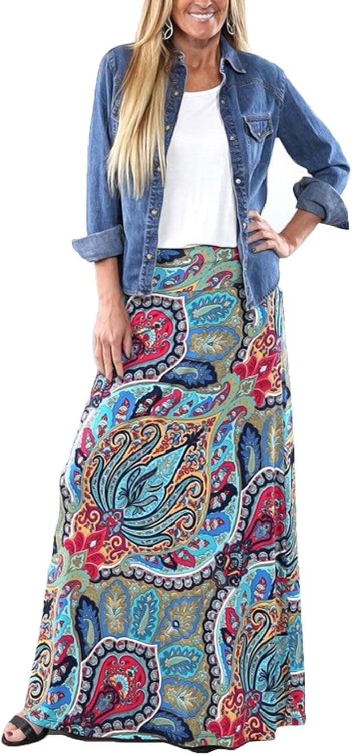 Yinggeli Women's Maxi Skirt, Special Bohemian Print Women's Skirt, Innovative Lo...