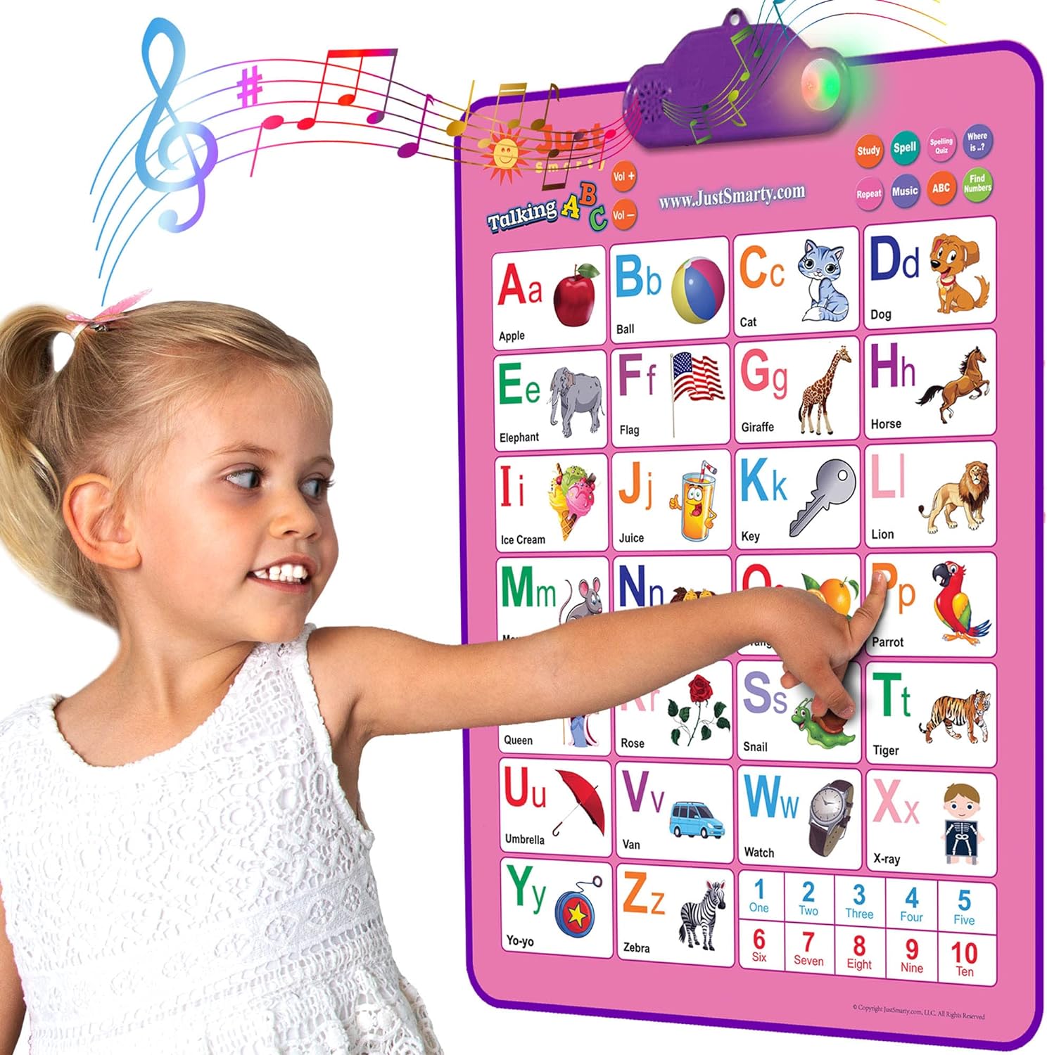 Just Smarty Interactive Alphabet Wall Chart | Talking ABCs & 123s Music Poster w...