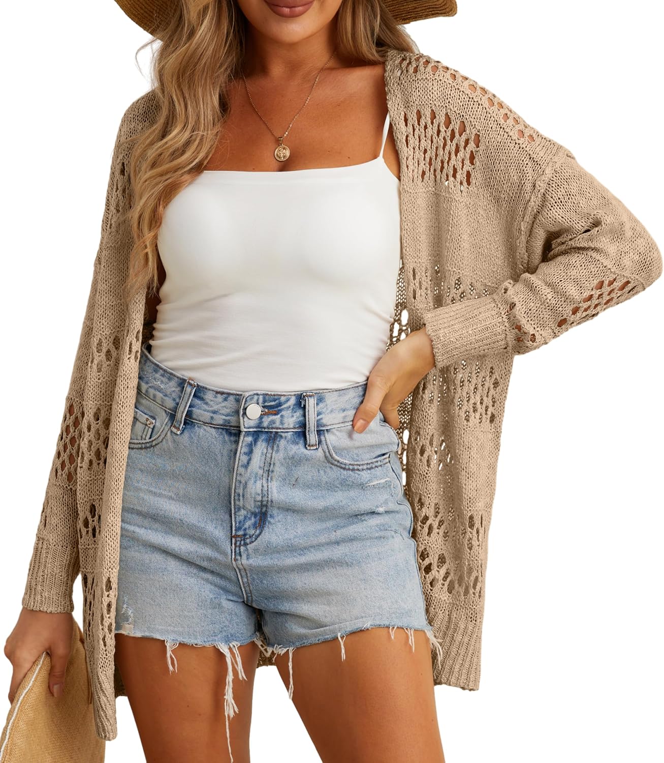 GRECERELLE Womens Cardigan, Special 2024 Summer Crochet Cardigan Sweaters, Uniqu...
