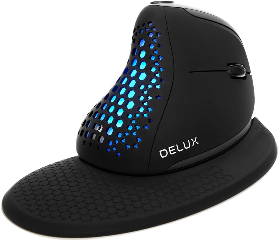 DeLUX Seeker Wireless Ergonomic Vertical Mouse with OLED Screen, BT and USB Rece...
