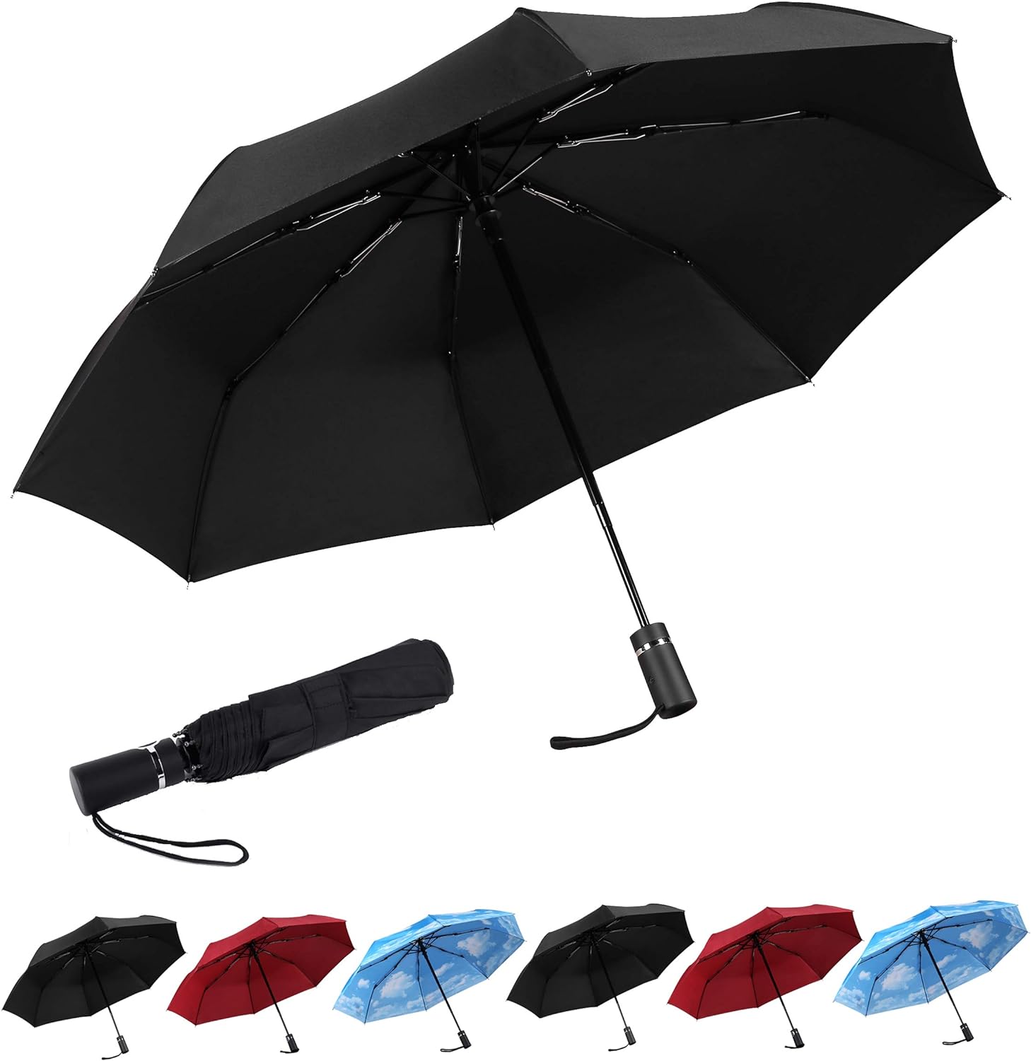 SY COMPACT Travel umbrella Automatic Windproof umbrellas-Factory Store black