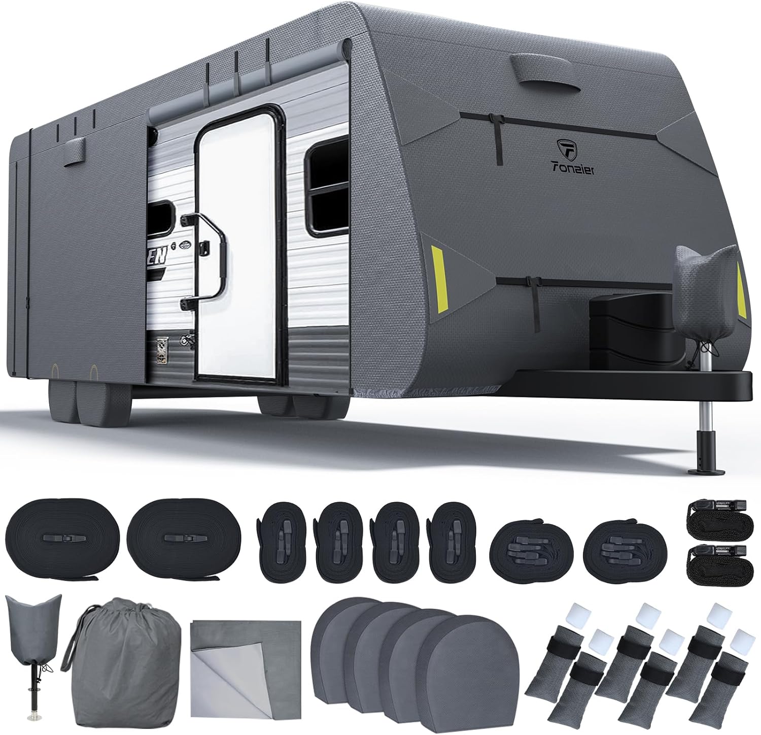 Extra Thick 6 Layers Travel Trailer RV Cover, Anti-UV, Weatherproof, Rip-Stop, U...