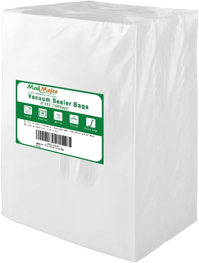 100 Quart Size 8x12Inch Vacuum Freezer Sealer Bags for Food, BPA Free, Heavy Dut...