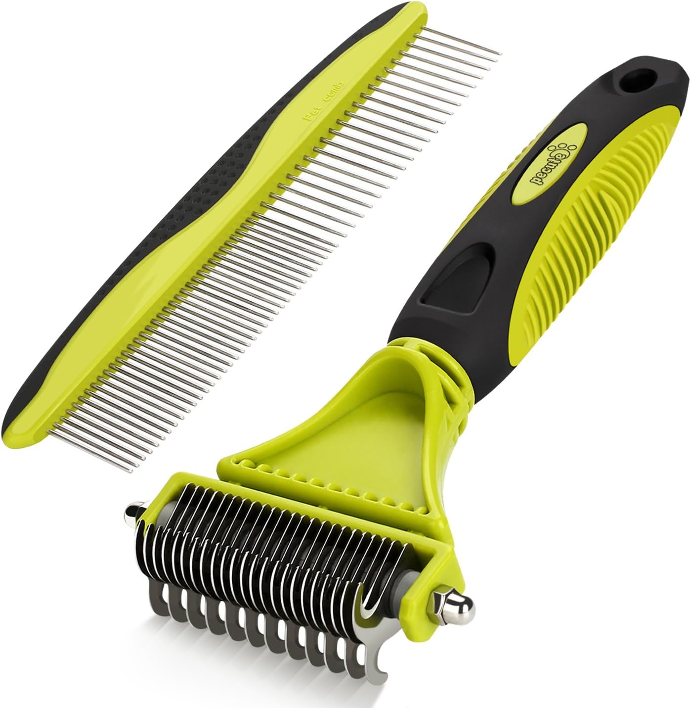 Pecute Dog Brush, Cat Brush for Grooming, Double Sided Blade Dog Rake with Dog C...
