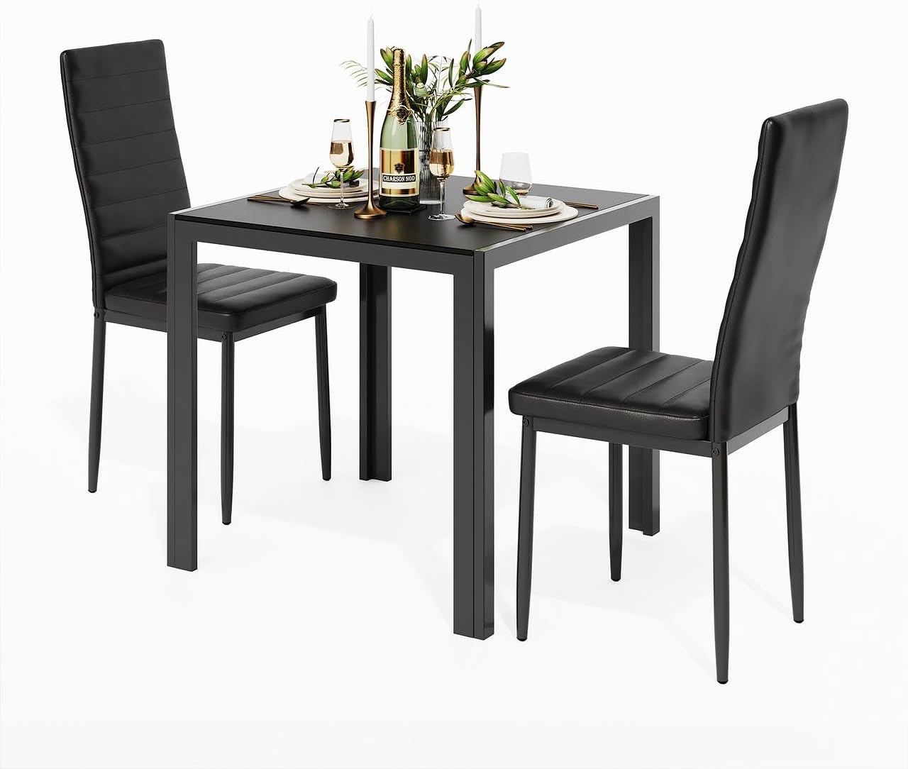 Gizoon 3 Piece Glass Dining Table Set, Special Modern Dining Room Set, High-Qual...