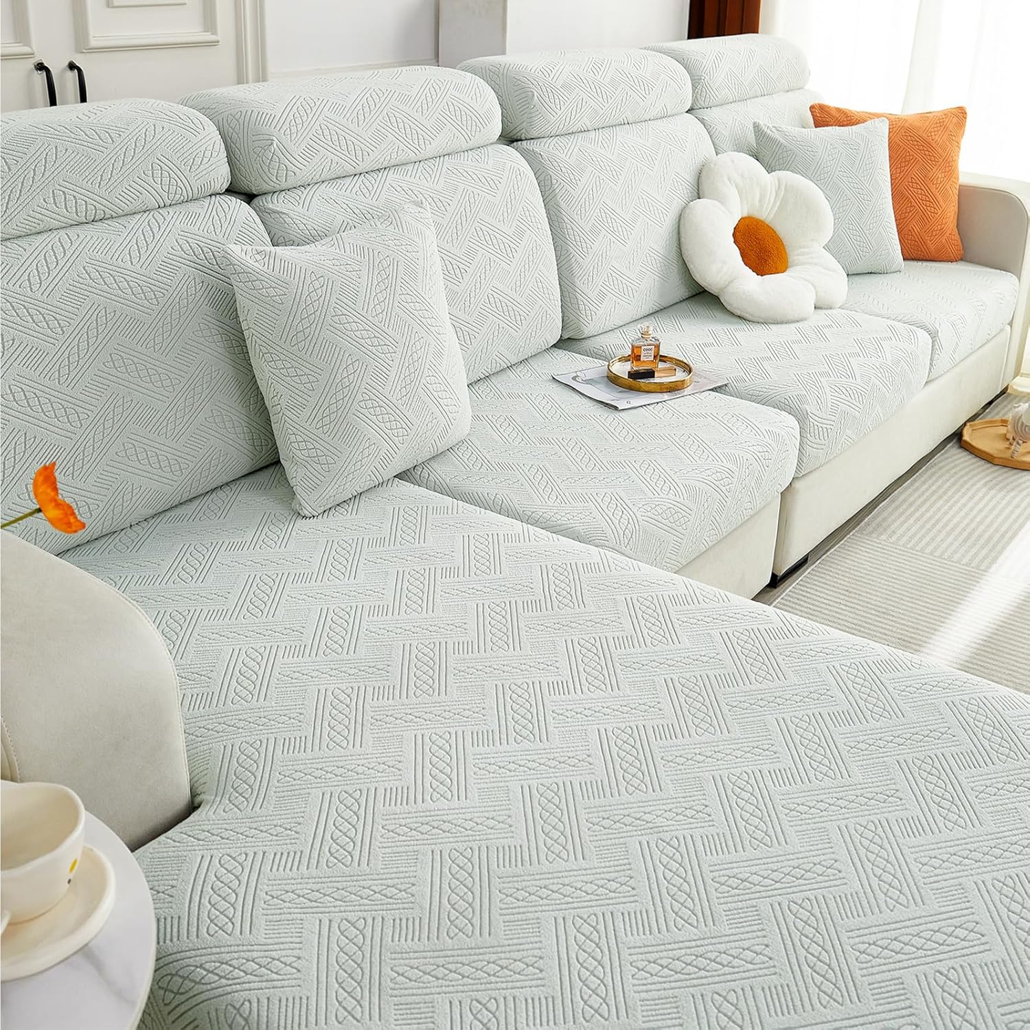 hyha Individual Couch Cushion Covers, Stretch Sofa/Couch Seat Cushion Covers, Ma...