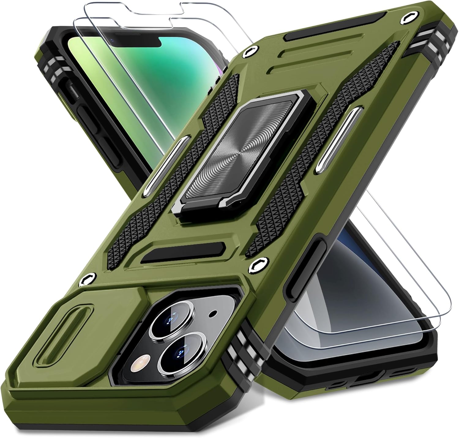 DEERLAMN Case for iPhone 13/iPhone 14 6.1-Inch with Slide Camera Cover+Screen Pr...