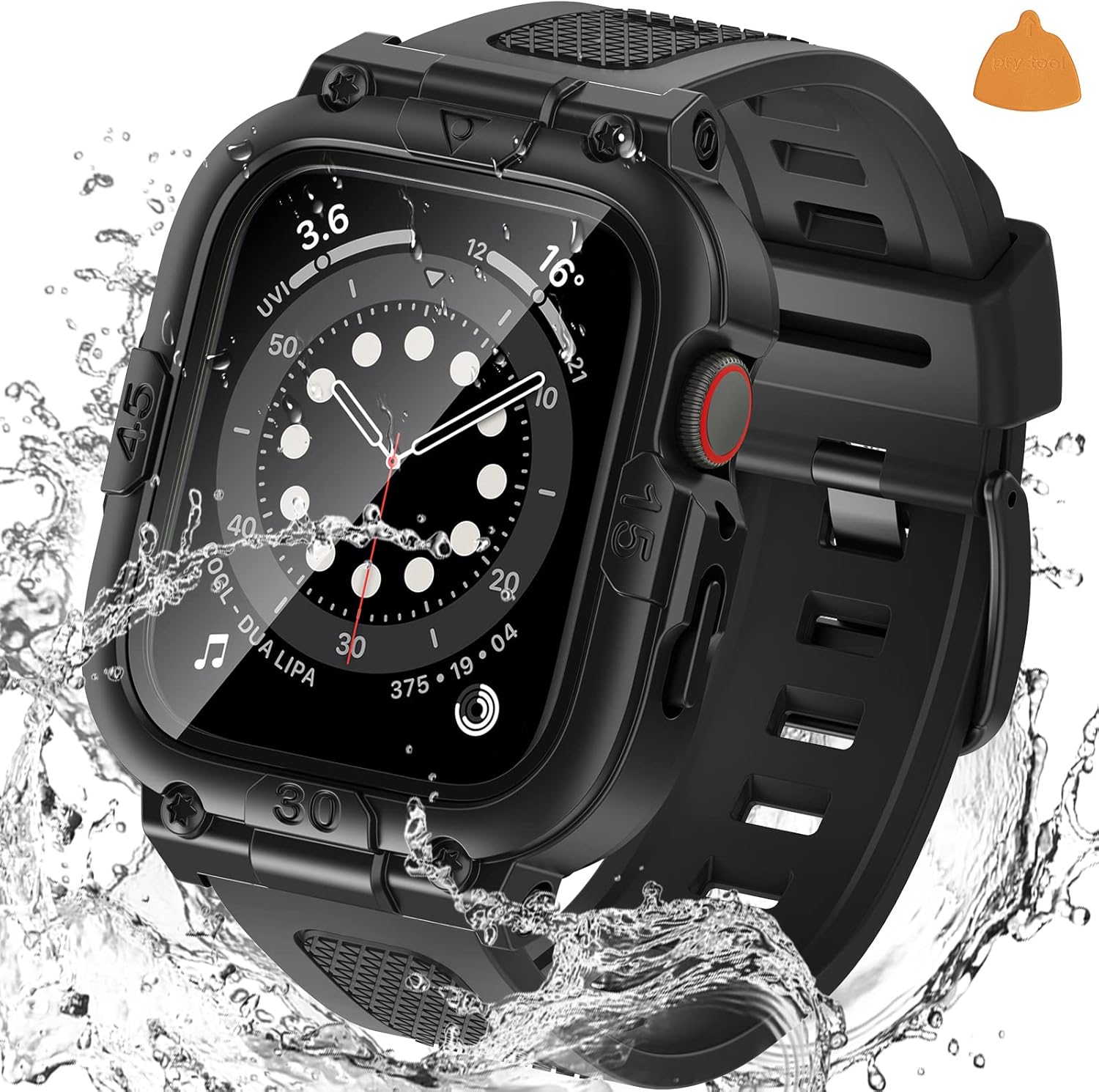 Goton 3 in 1 Waterproof Case and Band with Tempered Glass Screen Protector for A...
