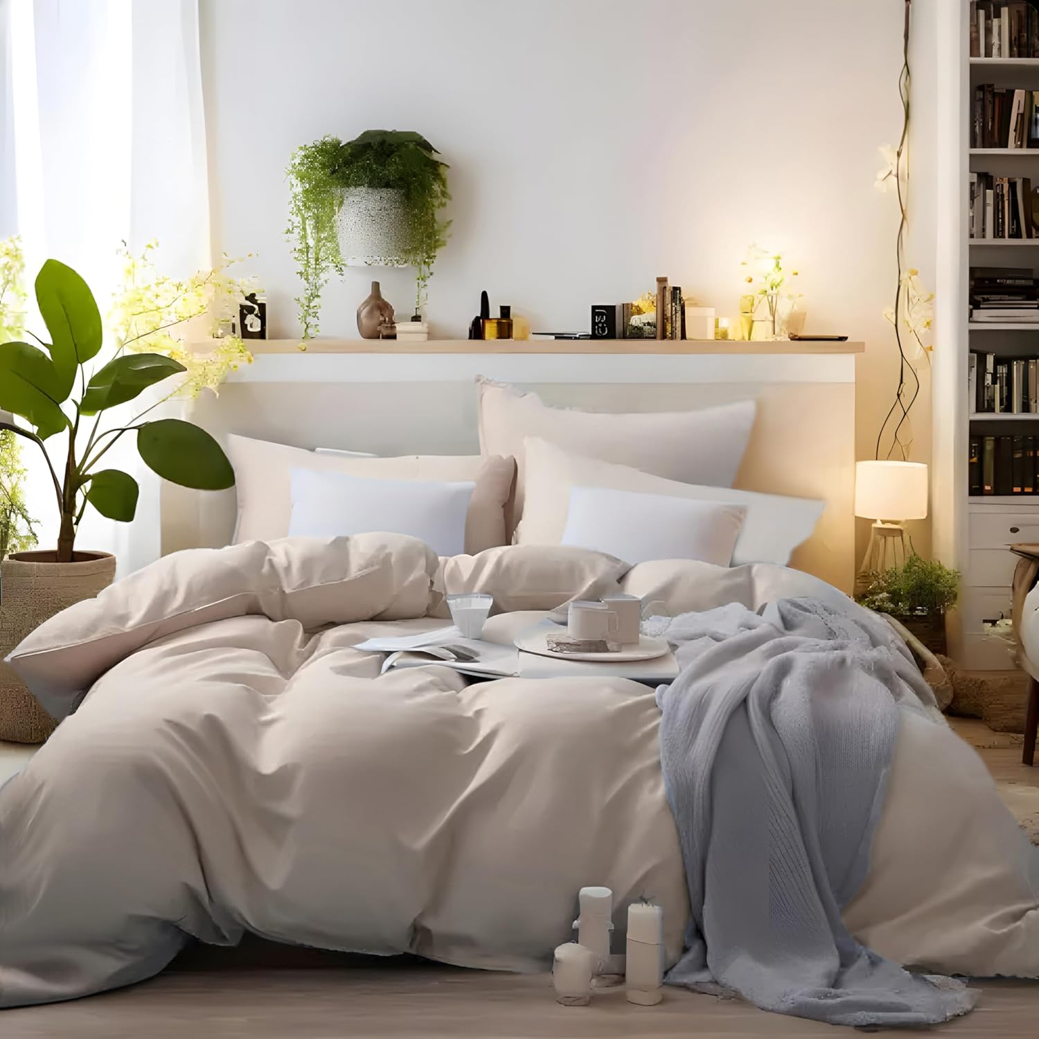 MOHAP Duvet Cover Set 3 PCS King Plain Brushed Microfiber Bedding 1 Duvet Cover...