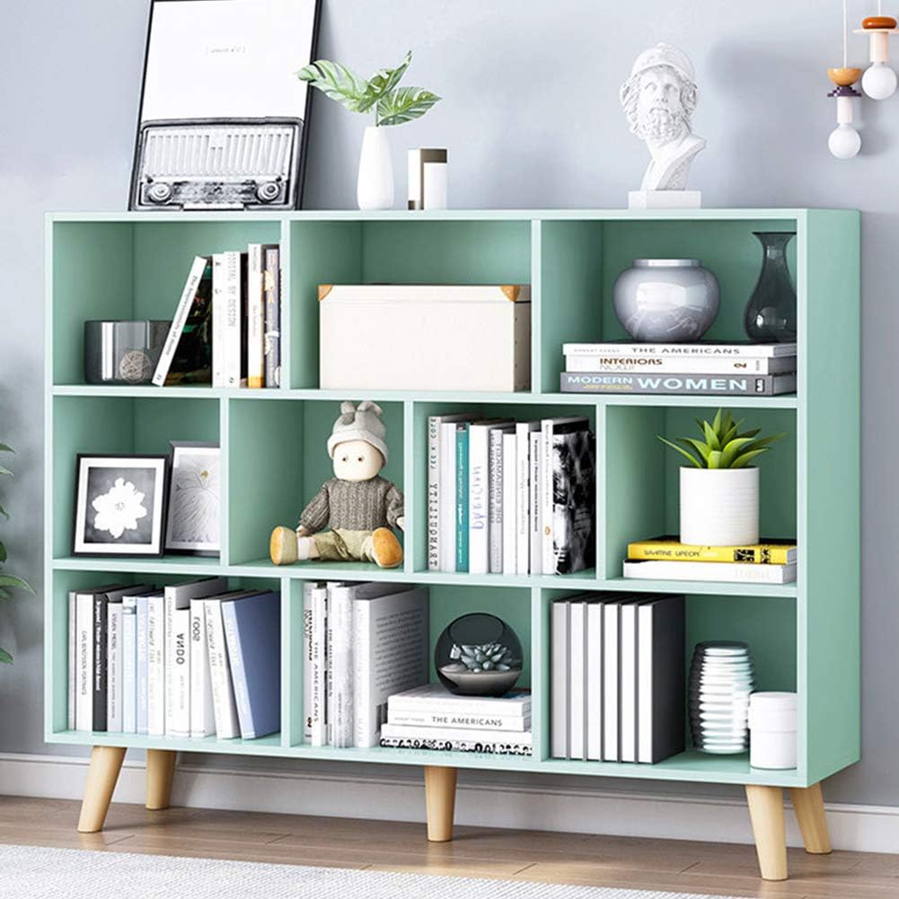 IOTXY Wooden Open Shelf Bookcase - 3-Tier Floor Standing Display Cabinet Rack wi...