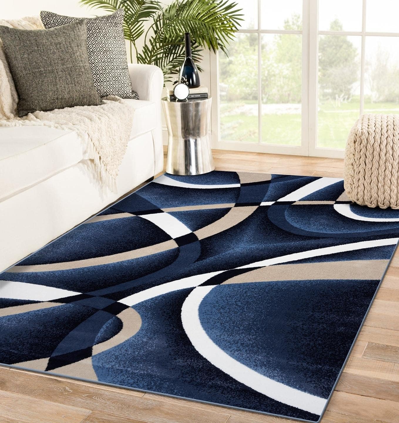 2305 Modern Abstract Area Rug Carpet, Navy / 8 x 10,2305 Navy 8x11 8 ft x 11 ft...