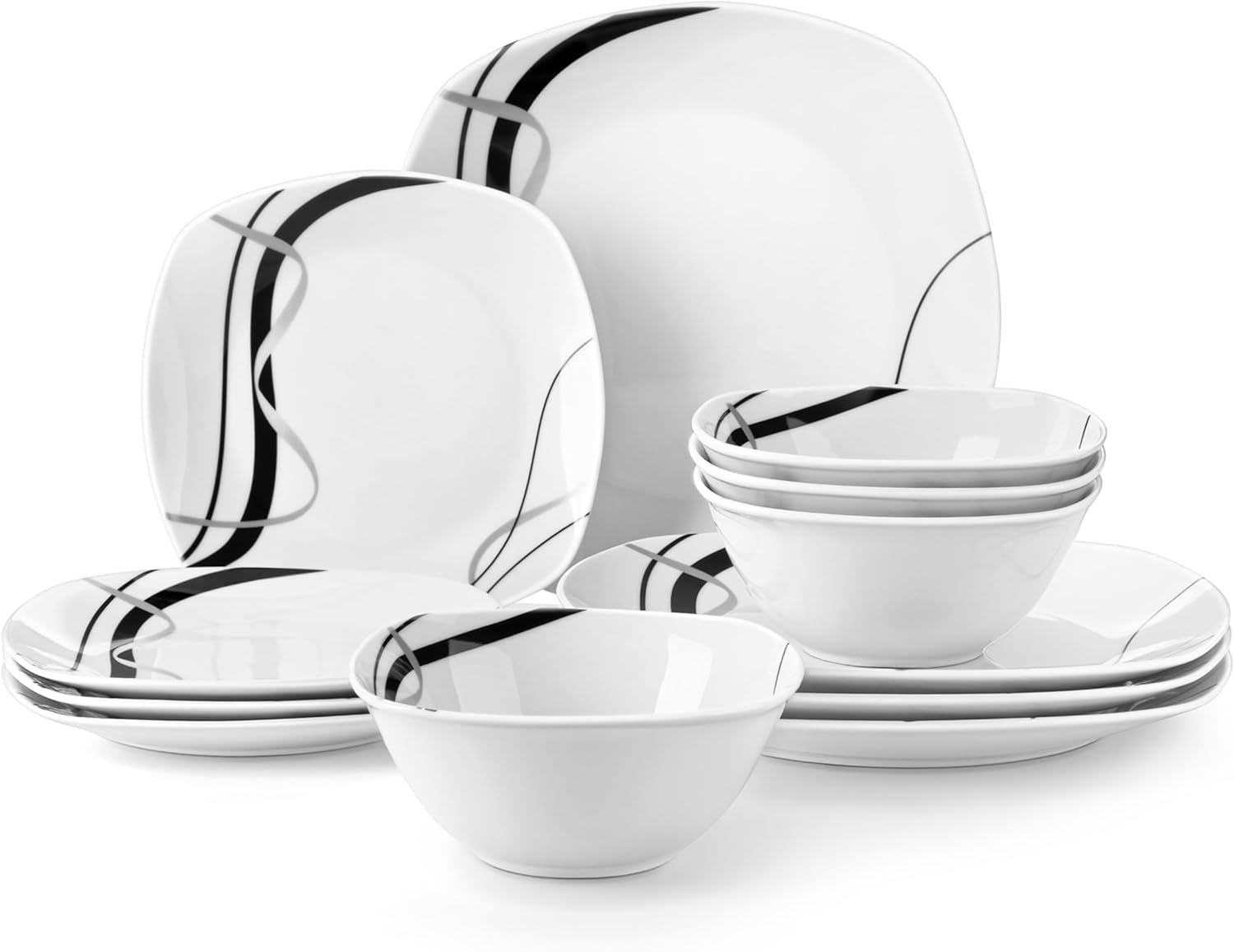 VEWEET Plates and Bowls Sets, Special Porcelain Dinnerware Sets for 4, Innovativ...