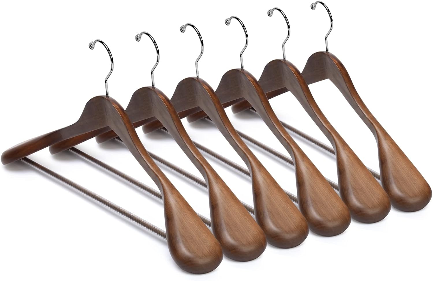 Nature Smile Luxury Wooden Suit Hangers 6 Pack Wood Coat Hangers Jacket Outerwea...