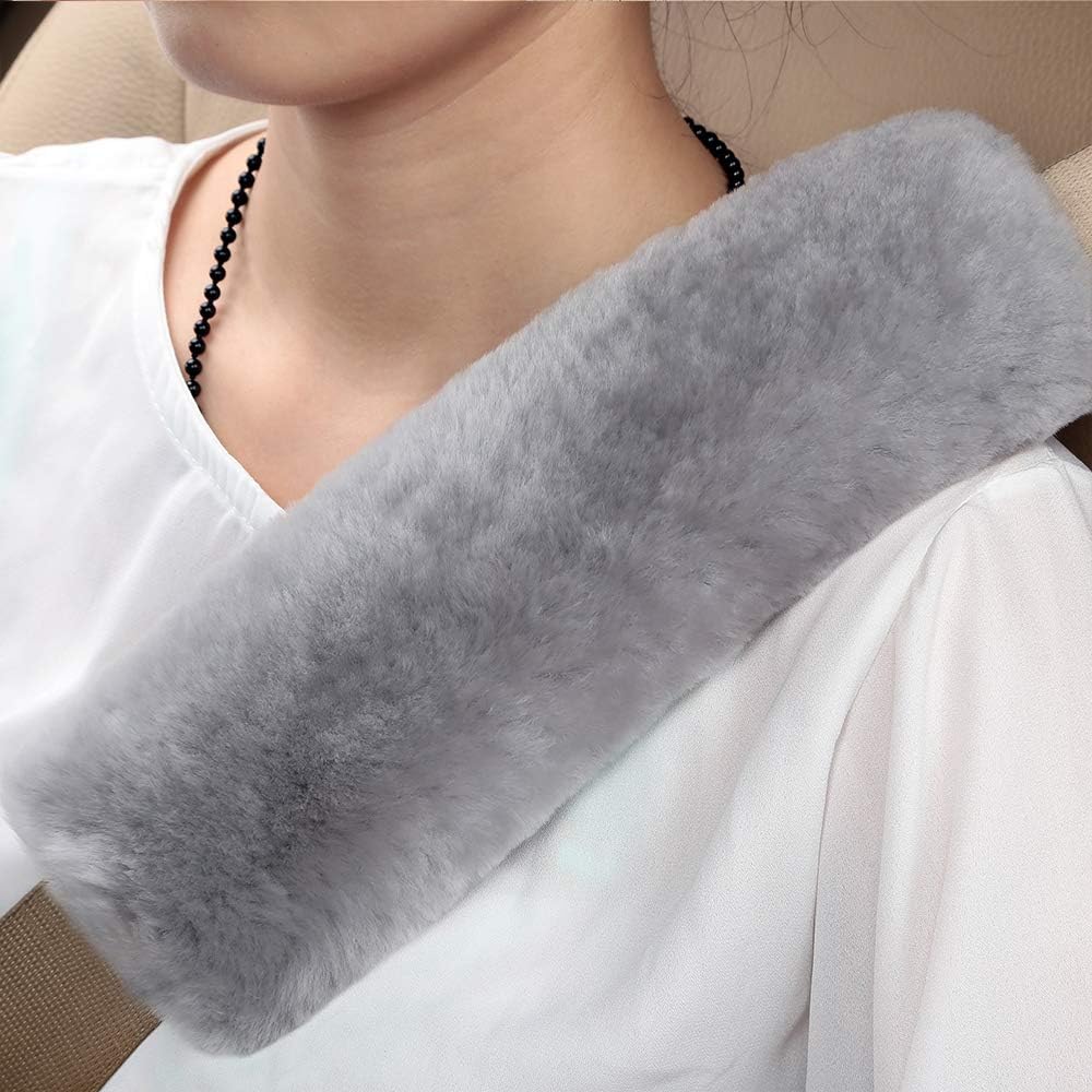 Sheepskin Car Seat Belt Pad, High-Quality Seat Belt Cover for Shoulder Pad, Comf...