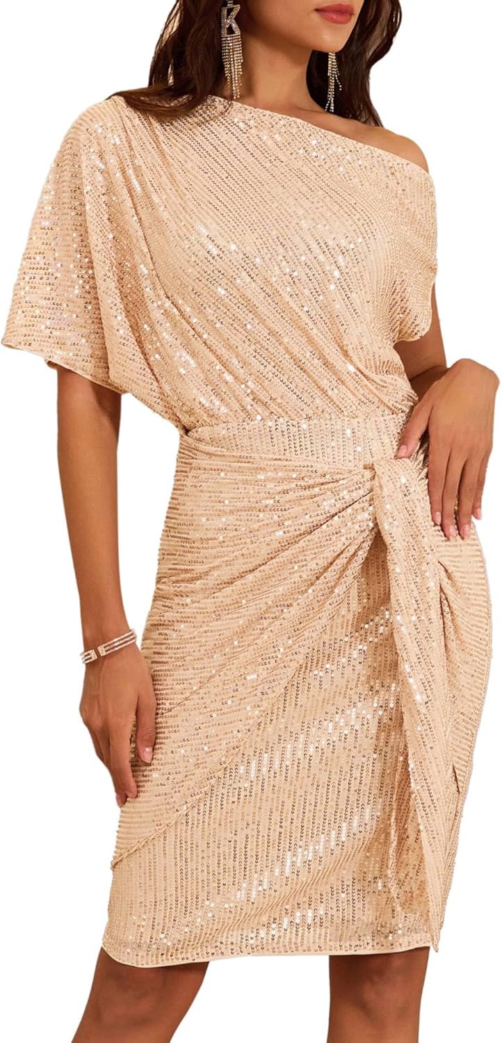 GRACE KARIN Women's Sequin Sparkly Glitter Party Club Dress, Special One Shoulde...