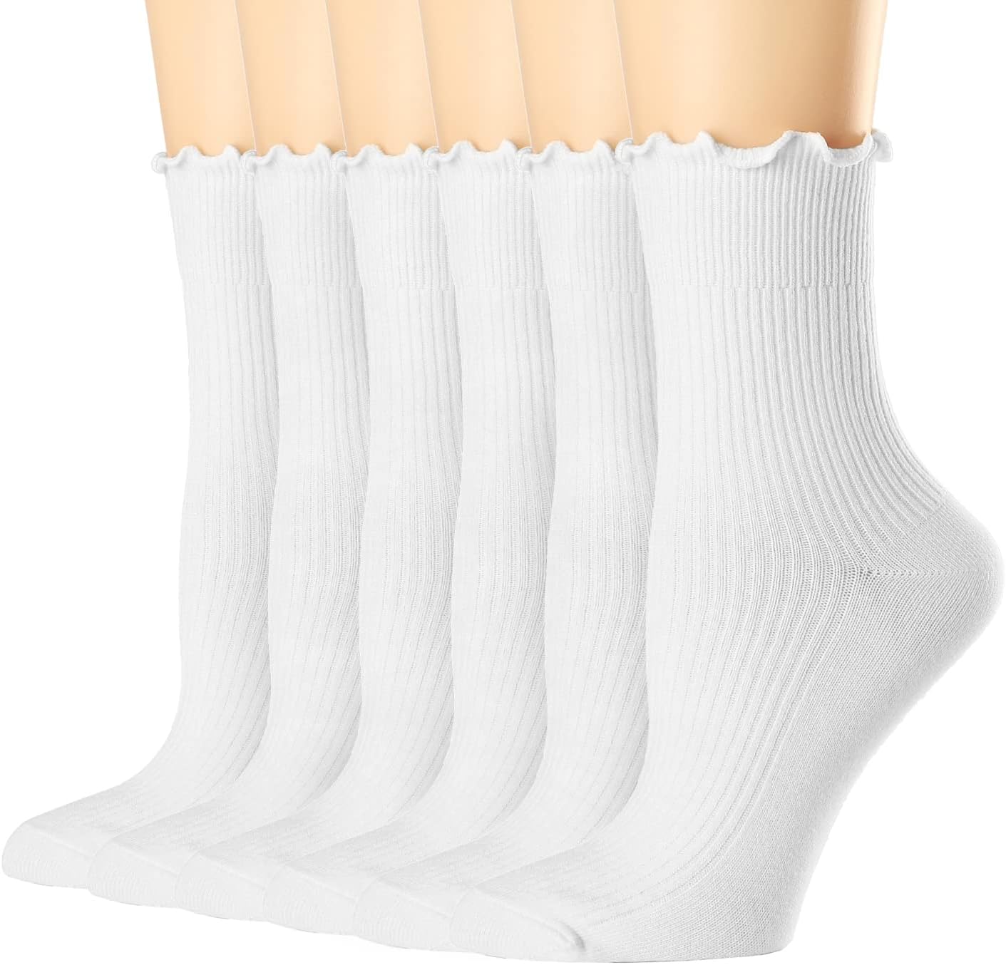 Mcool Mary Womens Socks, Ruffle Turn-Cuff Casual Crew Socks Breathable Cool Knit...