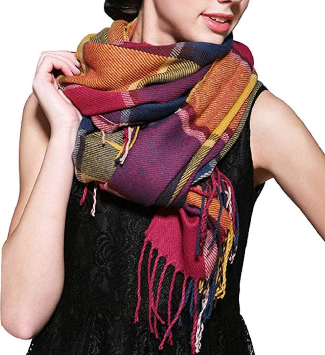 heekpek Winter Long Soft Warm Tartan Check Scarves Wraps for women Wool Spinning...