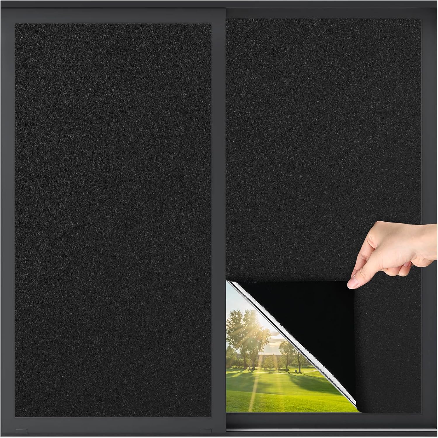 LUTE Blackout Window Film, Sun Light Blocking Frosted Privacy Window Cling for G...