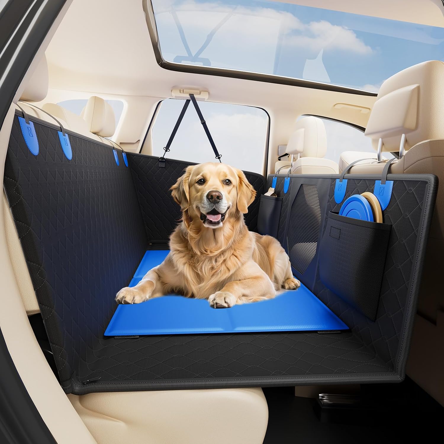 JOYTUTUS Back Seat Extender for Dogs with Hard Bottom, Dog Car Seat Cover for Ba...