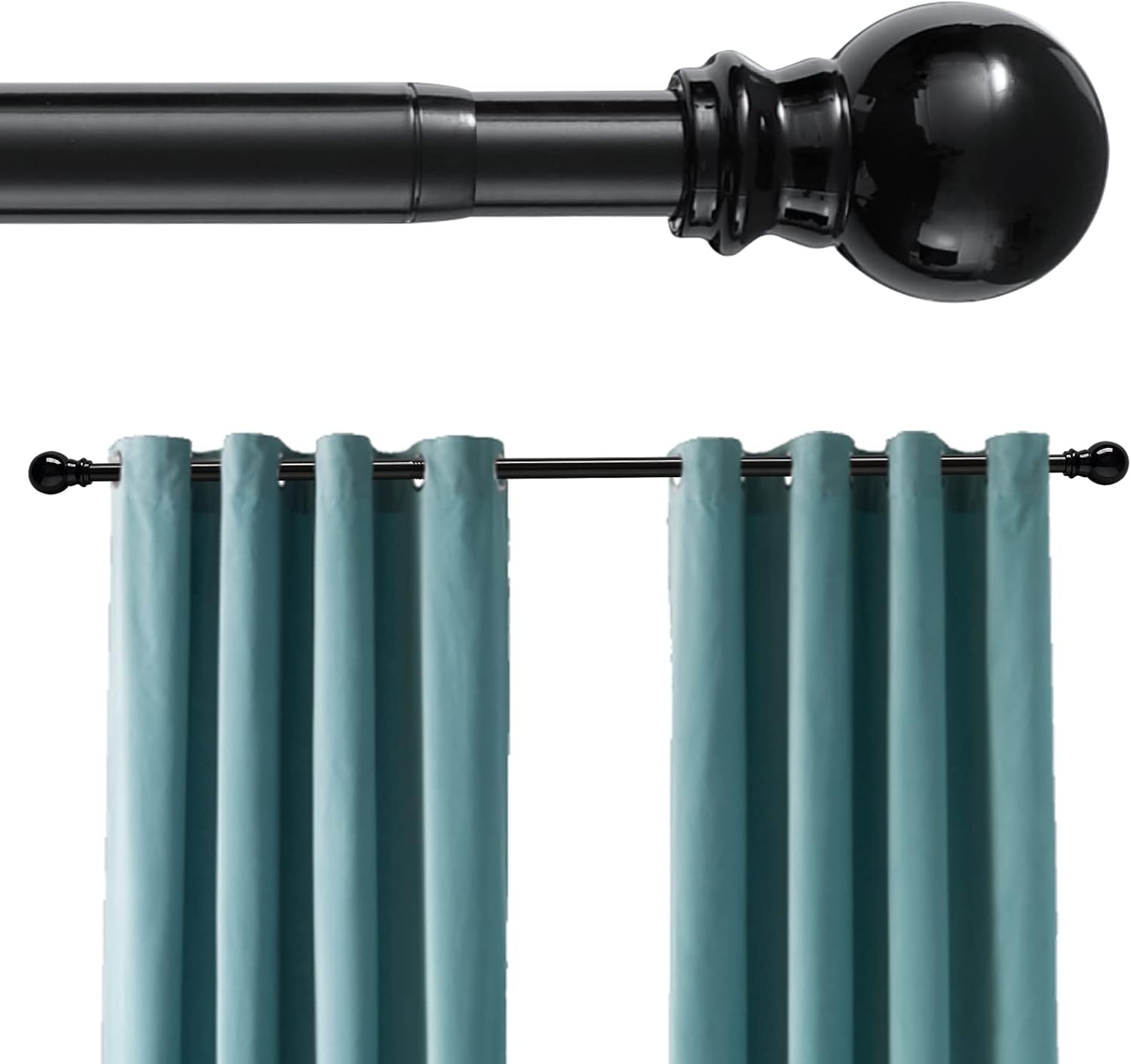 Black Curtain Rods, Unique Heavy Duty Adjustable Window Curtain Rods for 32 to 5...