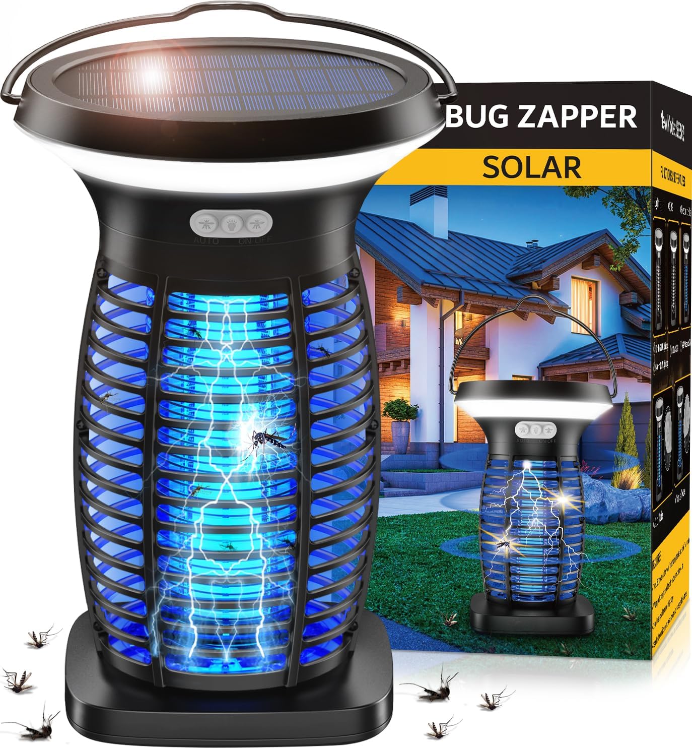 Solar Bug Zapper Outdoor Waterproof, Portable Pest Control Electric Mosquito Zap...