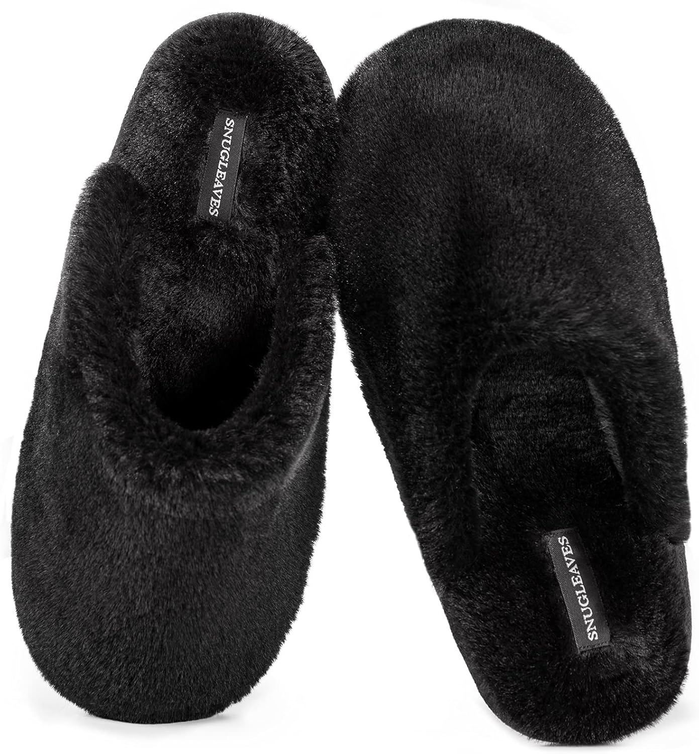Snug Leaves Women's Fuzzy Scuff Slippers Soft Comfy Memory Foam Non-slip Indoor...