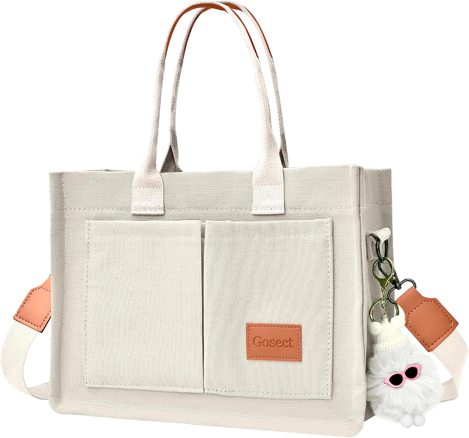 Canvas Tote Bag for Women With Pockets, Laptop Work Crossbody Purses Everything...