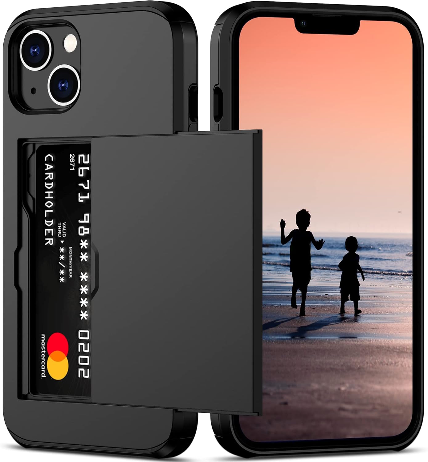 Nvollnoe for iPhone 14 Case with Card Holder Heavy Duty Protective Dual Layer Sh...