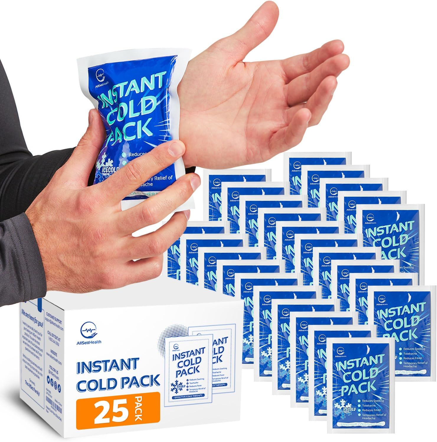 Instant Ice Pack (15 x 11.5 cm)- 25 Pack Disposable Instant Ice Packs for Injuri...