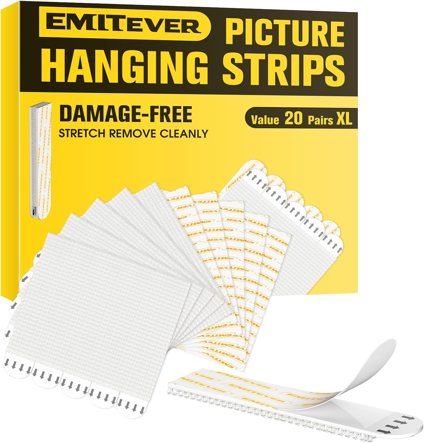 Emitever Picture Mounting Strips, Heavy Duty Adhesive Strips 20 Pairs (40 Strips...