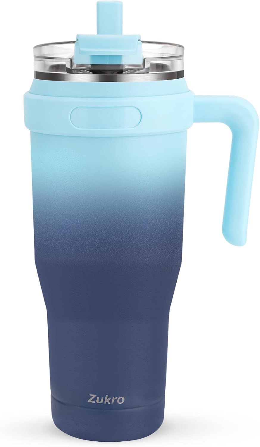 Zukro 50 oz Tumbler With Handle And Straw, Leak Proof Triple Insulated Stainless...