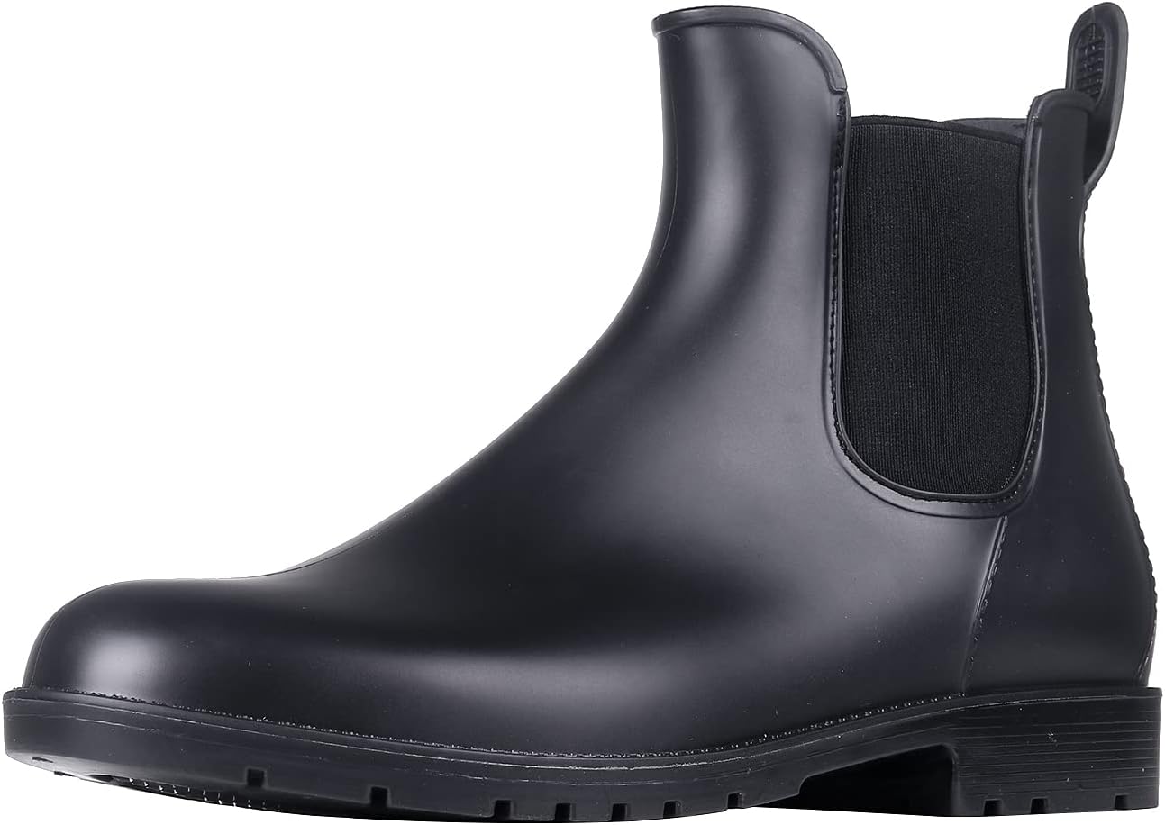 Asgard Women's Ankle Rain Boots Waterproof Chelsea Boots 10 Black