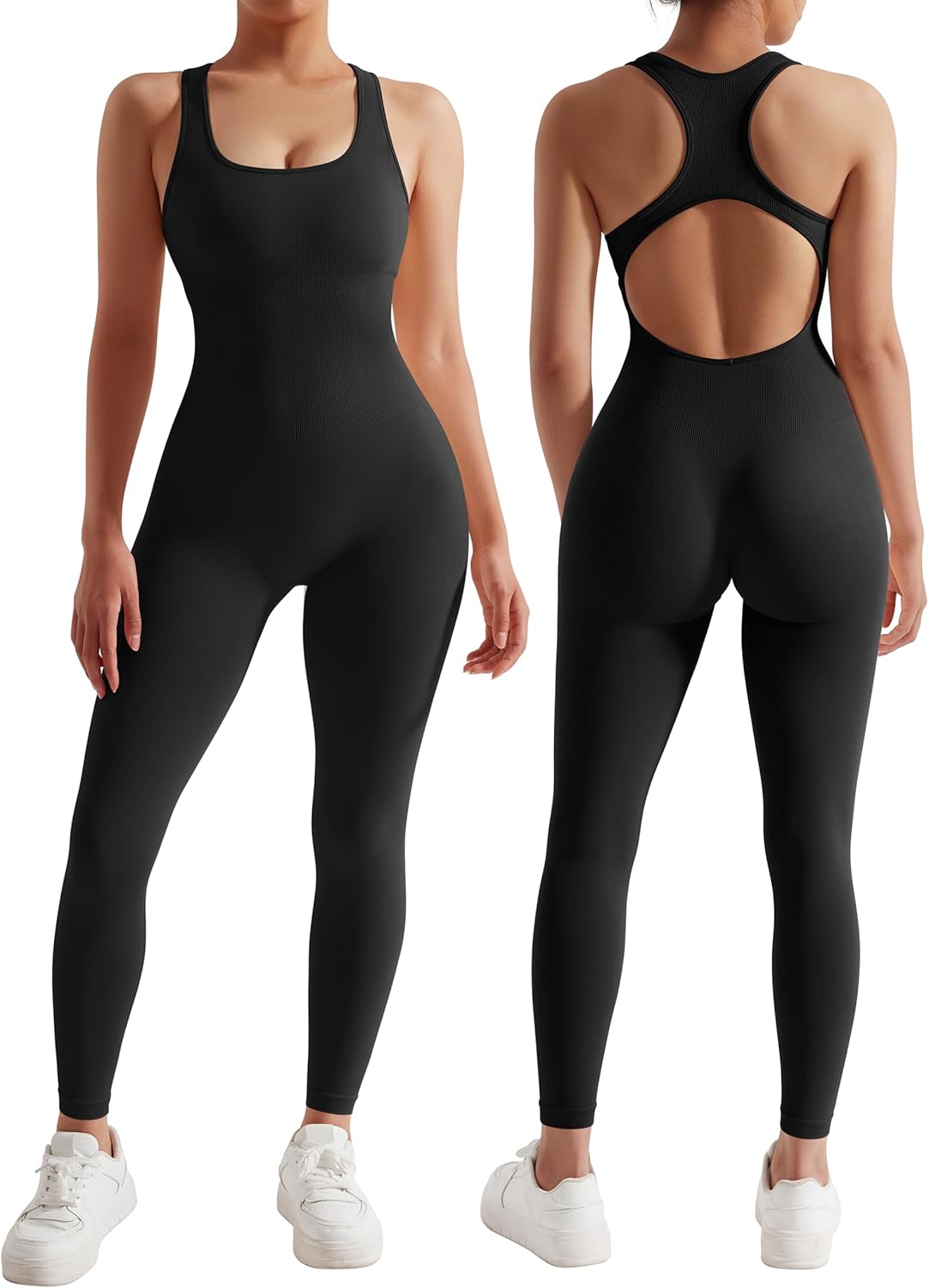 RXRXCOCO Women Backless One Piece Jumpsuits Sleeveless Scoop Neck Bodycon Romper...