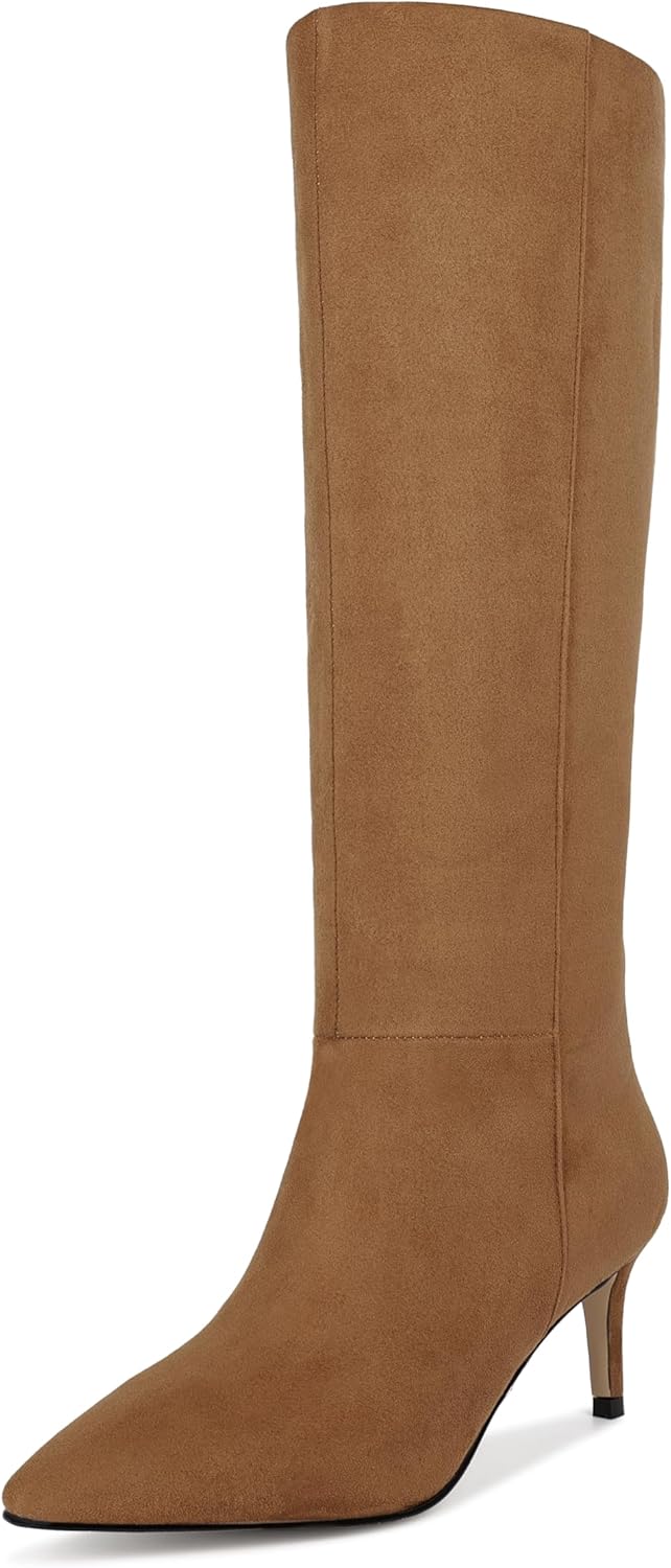 wetkiss Knee High Boots for Women, with Kitten Heel and Pointed Toe Design, Clas...
