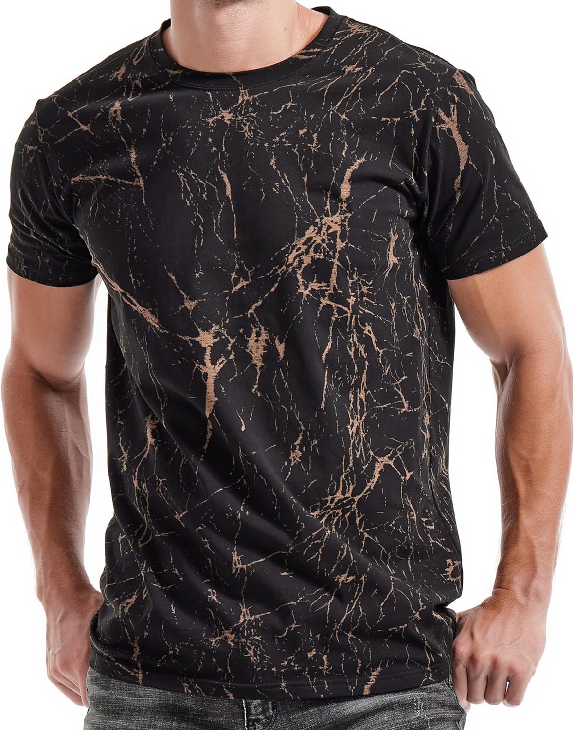 KLIEGOU Mens Hipster HipHop Tees - Fashion Print T-Shirts 3X-Large 808 Black